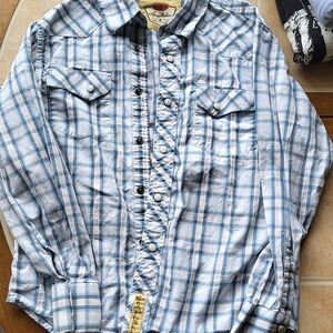 Blue Plaid Button-Up Shirt